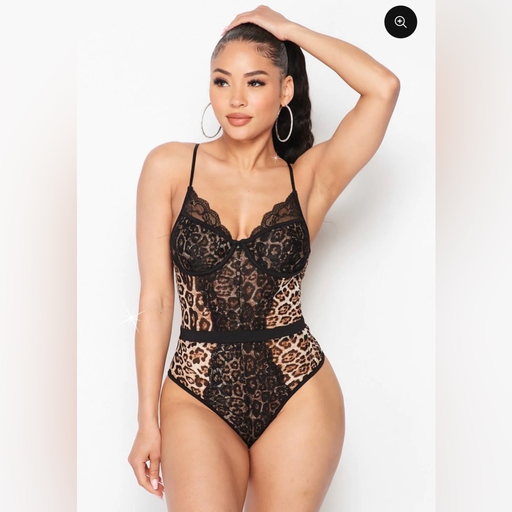 Hera Collection Leopard Mesh and Lace Bodysuit